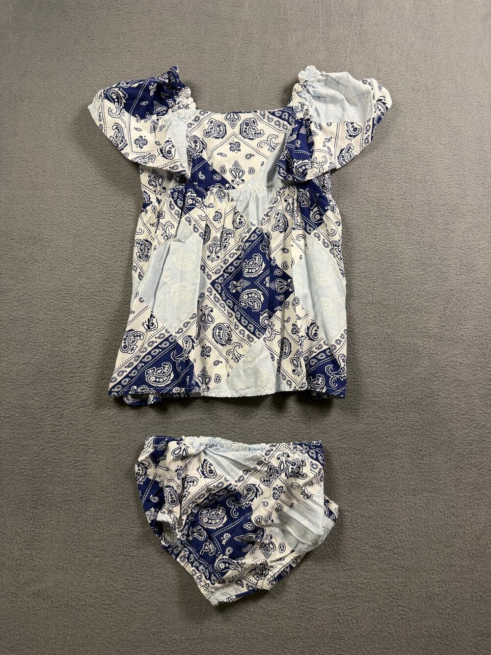 Wrangler Baby Girl 24 Months Dress Bloomer Set Blue White Bandana Patchwork 2pc